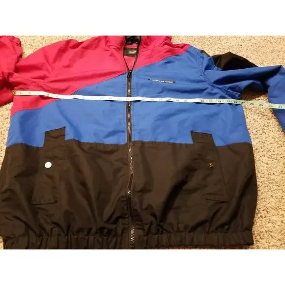 Members Only Men XL Tracksuit Color Block Lined Windbreaker Jacket Hood Vintage - Picture 13 of 16